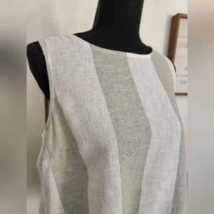 beachlunchlounge Green and White Striped Tank Top 100% linen